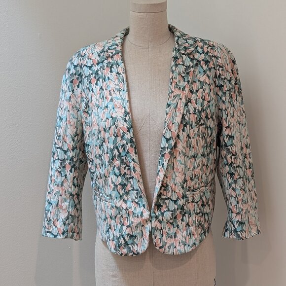 Vintage H&M Cropped Floral Print Blazer Jacket - Picture 1 of 10